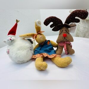 Charming Plush Animal Set with Reindeer and Bunny